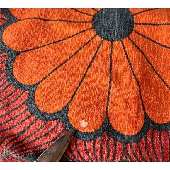 Orange & Black Floral MCM Placemat & Napkin Set Linen Cotton Boho 1970s READ - Picture 10 of 13